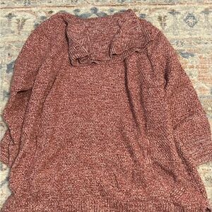 Duluth Trading Co Women's Burgundy/Pink Cowl Neck Sweater